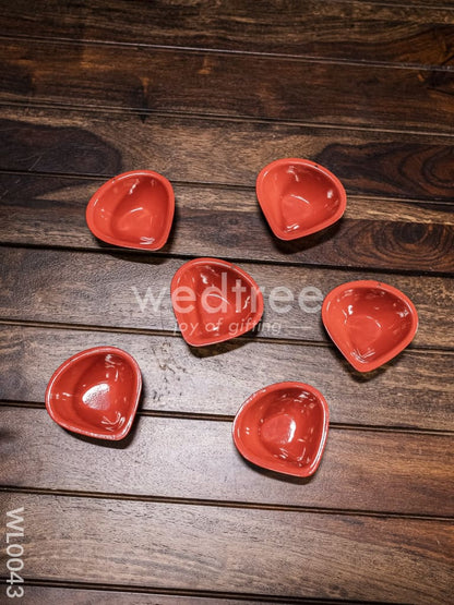 Red Metal Diya (Set of 6) - WL0043