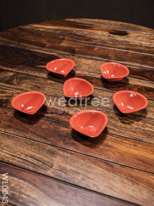 Red Metal Diya (Set of 6) - WL0043