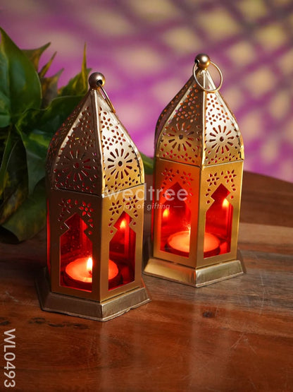 Red Metal lantern - Set of 2 - WL0493