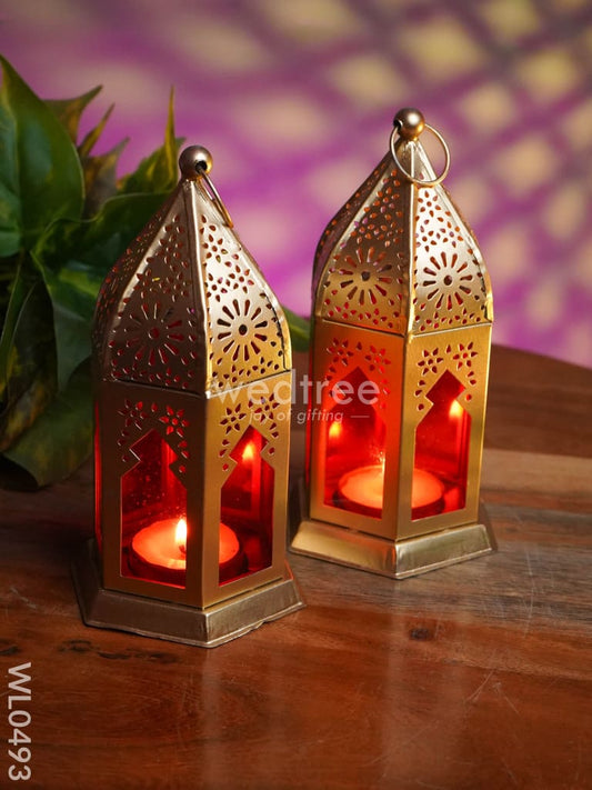 Red Metal lantern - Set of 2 - WL0493