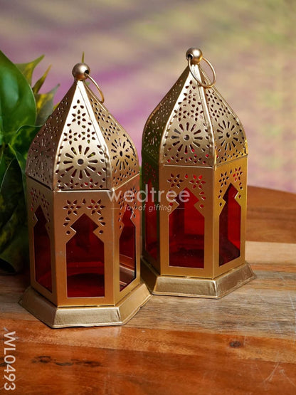 Red Metal lantern - Set of 2 - WL0493