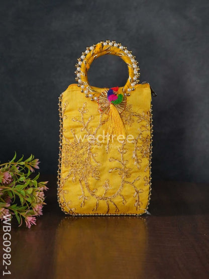 Return Gift Hand Bag with Pearl Handle - 7 inch - WBG0982-1