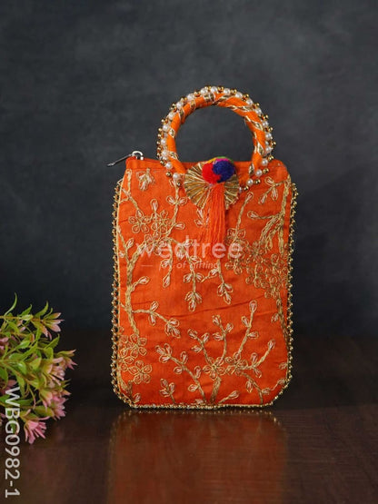 Return Gift Hand Bag with Pearl Handle - 7 inch - WBG0982-1