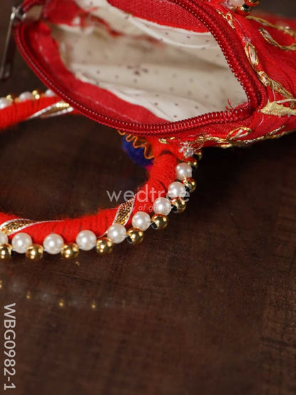 Return Gift Hand Bag with Pearl Handle - 7 inch - WBG0982-1