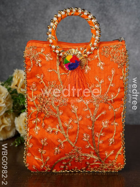 Return Gift Hand Bag with Pearl Handle - 9 inch - WBG0982-2