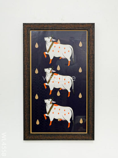 Shreenathji with Pichwai Cow Frames - 17 x 10 inch - Set of 3 - WL4558