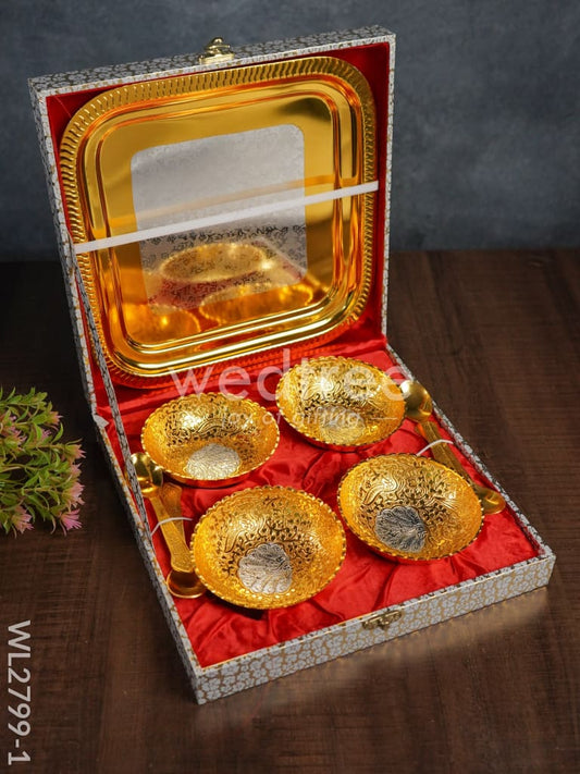 Silver & Gold Plated Bowl (set of 4) with Plate - WL2799