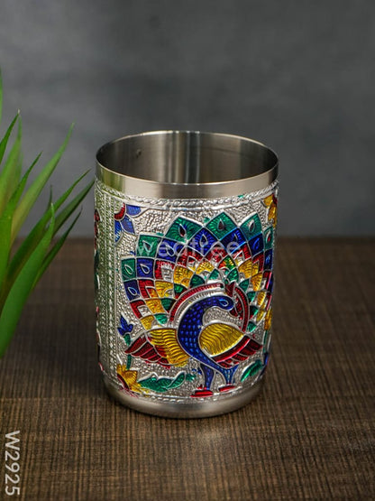 Silver Meenakari Glass - W2925