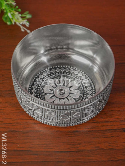 Silver Oxidised Thali Set - 11.5 inch - WL3268-2