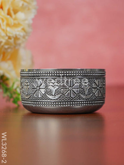 Silver Oxidised Thali Set - 11.5 inch - WL3268-2
