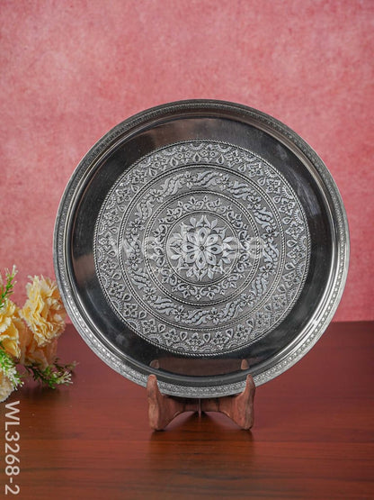 Silver Oxidised Thali Set - 11.5 inch - WL3268-2
