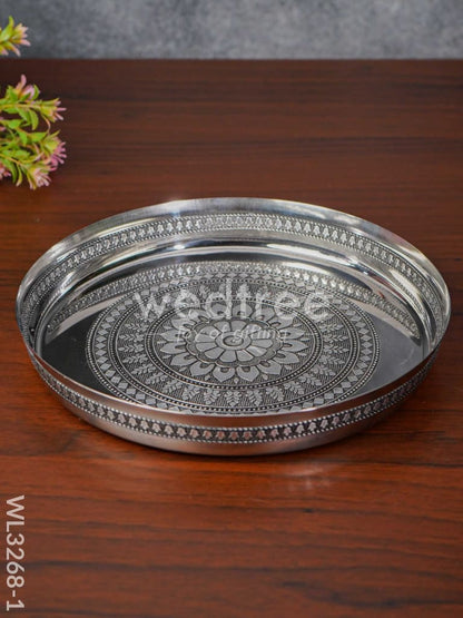Silver Oxidised Thali Set - 9.5 inches - WL3268-1
