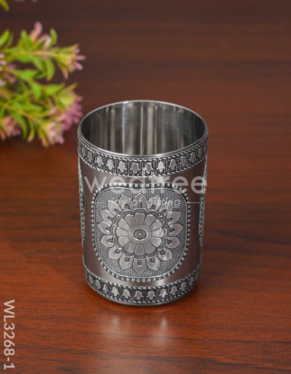 Silver Oxidised Thali Set - 9.5 inches - WL3268-1