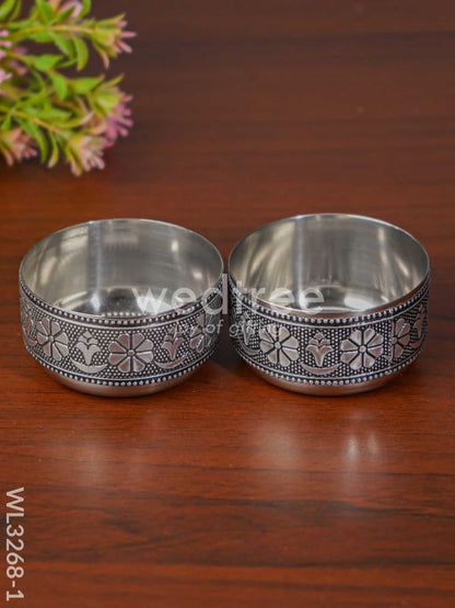 Silver Oxidised Thali Set - 9.5 inches - WL3268-1