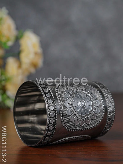 Silver Oxidized Stainless Steel Glass - WBG1113-2