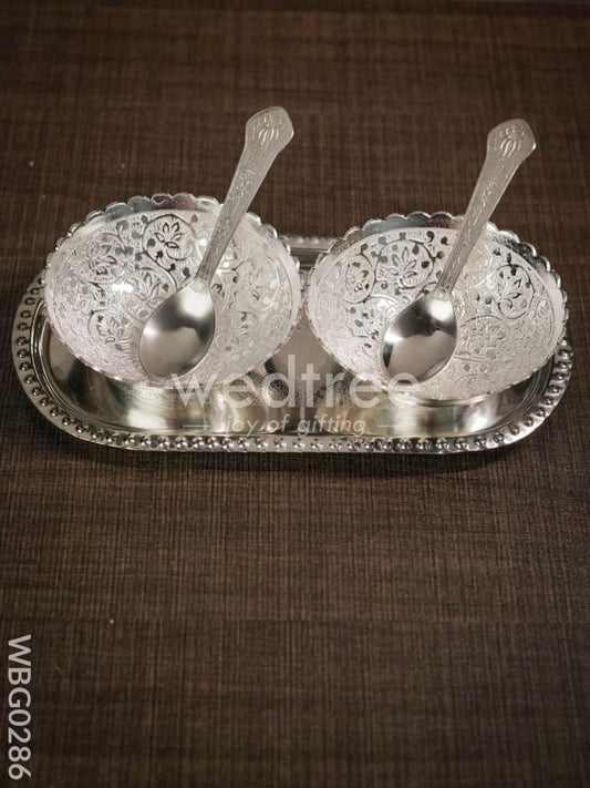 Silver Plated Bowl Set of 2 With Plate  - WBG0286