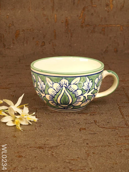 Soup Mug - Green Mughal (Hand painted) - Set of 2 - WL0234