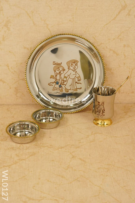 Stainless steel kids plate set - Chhota Bheem - WL0127
