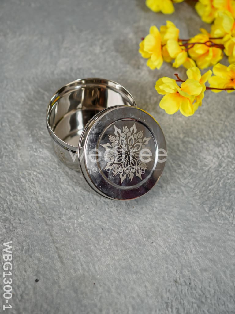 Stainless Steel Poori Box with Floral Engraving - WBG1300