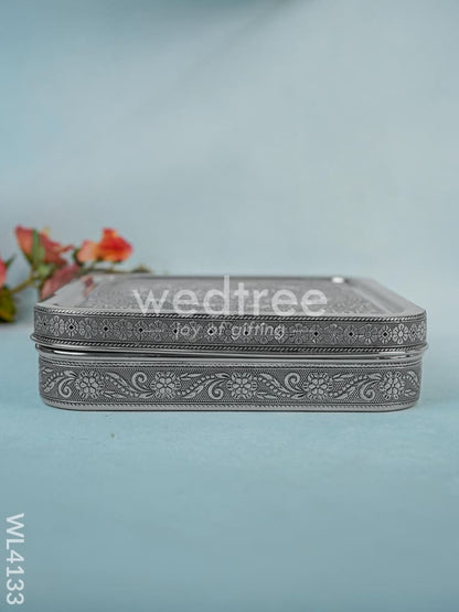 Stainless steel Silver Oxidised Masala Box - WL4133
