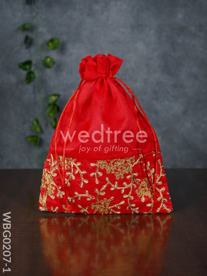 String Bag Floral Design with Embroidery Work - 8 x 11 Inches - WBG0207