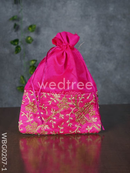 String Bag Floral Design with Embroidery Work - 8 x 11 Inches - WBG0207