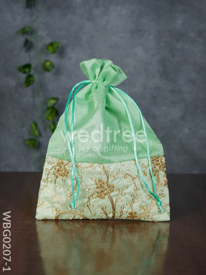 String Bag Floral Design with Embroidery Work - 8 x 11 Inches - WBG0207