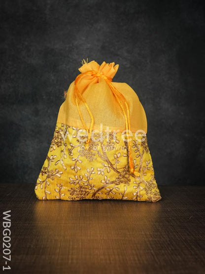 String Bag Floral Design with Embroidery Work - 8 x 11 Inches - WBG0207