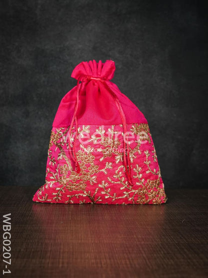 String Bag Floral Design with Embroidery Work - 8 x 11 Inches - WBG0207