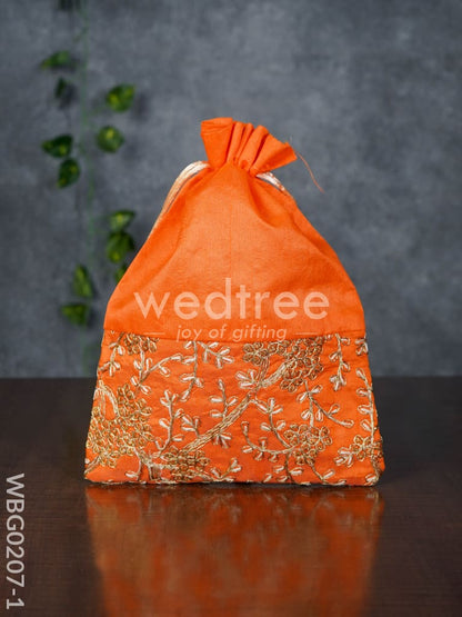 String Bag Floral Design with Embroidery Work - 8 x 11 Inches - WBG0207