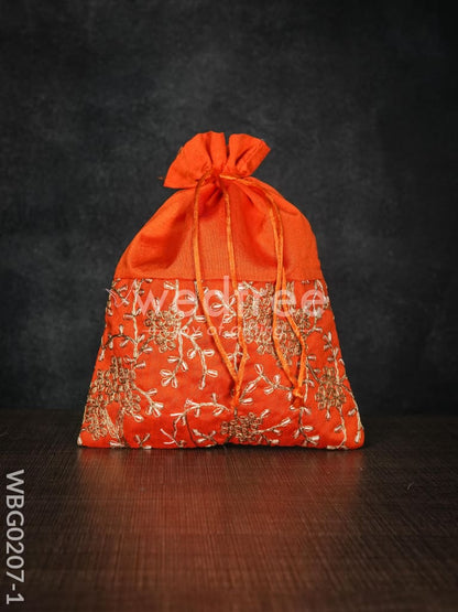 String Bag Floral Design with Embroidery Work - 8 x 11 Inches - WBG0207