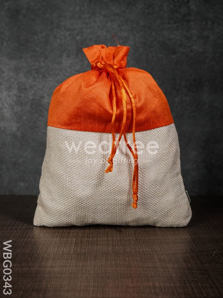 String Bag - Raw Silk and Jute - 8 inch x 11 inch - WBG0343