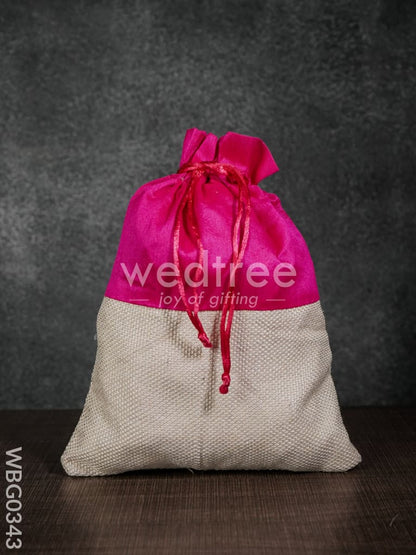 String Bag - Raw Silk and Jute - 8 inch x 11 inch - WBG0343