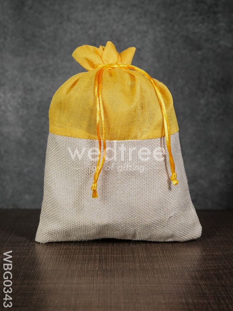 String Bag - Raw Silk and Jute - 8 inch x 11 inch - WBG0343