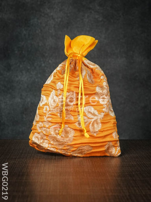 String Bag with Golden Floral Prints -6  x 9 Inches - WBG0219