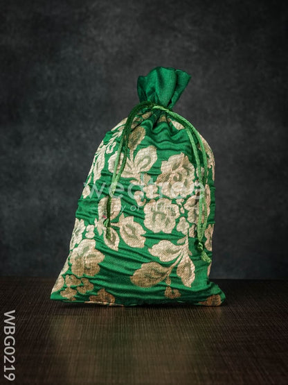 String Bag with Golden Floral Prints -6  x 9 Inches - WBG0219