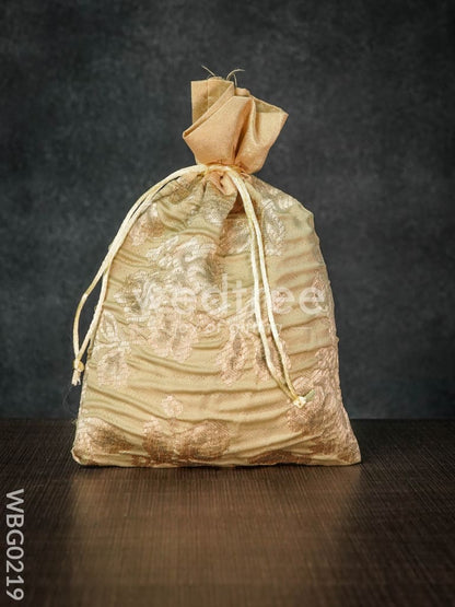 String Bag with Golden Floral Prints -6  x 9 Inches - WBG0219
