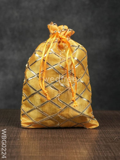 String Bag with Golden lace work - 6 x 9 Inches - WBG0224