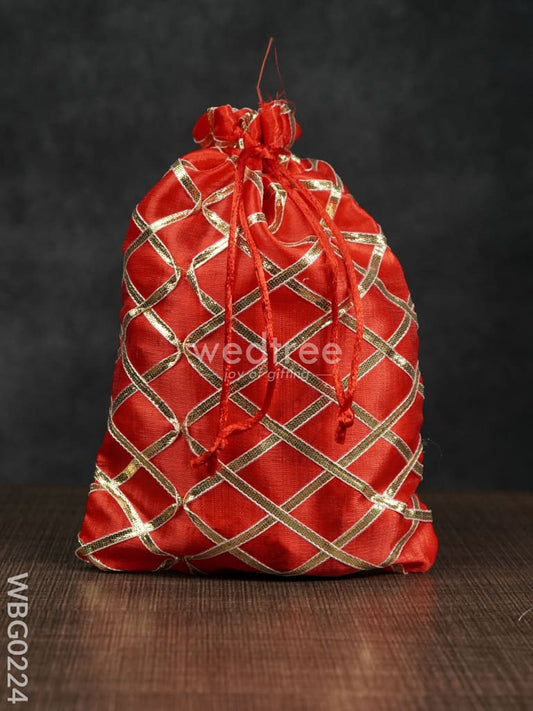 String Bag with Golden lace work - 6 x 9 Inches - WBG0224