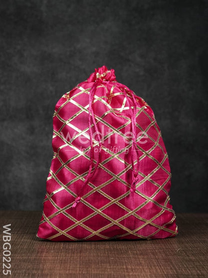 String Bag with Golden lace work - 8 x 11 Inches - WBG0225