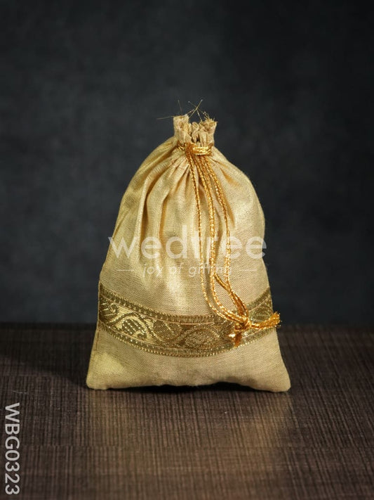 String Bag with Golden Zari Work - 4 X 5Inches - WBG0323