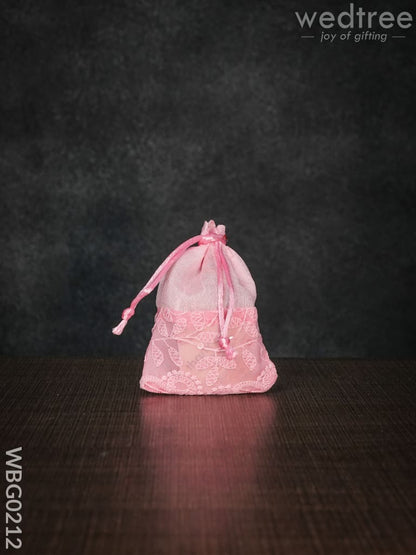 String Bag with Mango Design Embroidery - 3 x 4 Inches - WBG0212