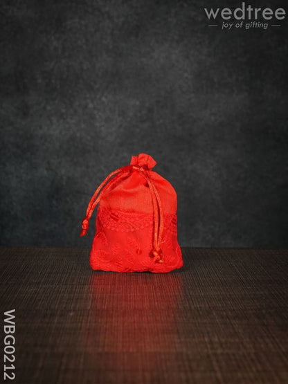 String Bag with Mango Design Embroidery - 3 x 4 Inches - WBG0212