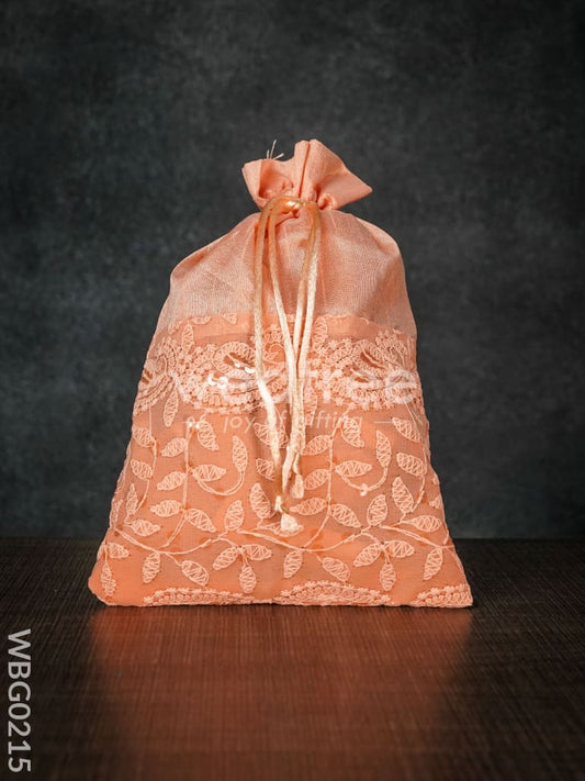String Bag with Mango Design Embroidery -6  x 9 Inches - WBG0215