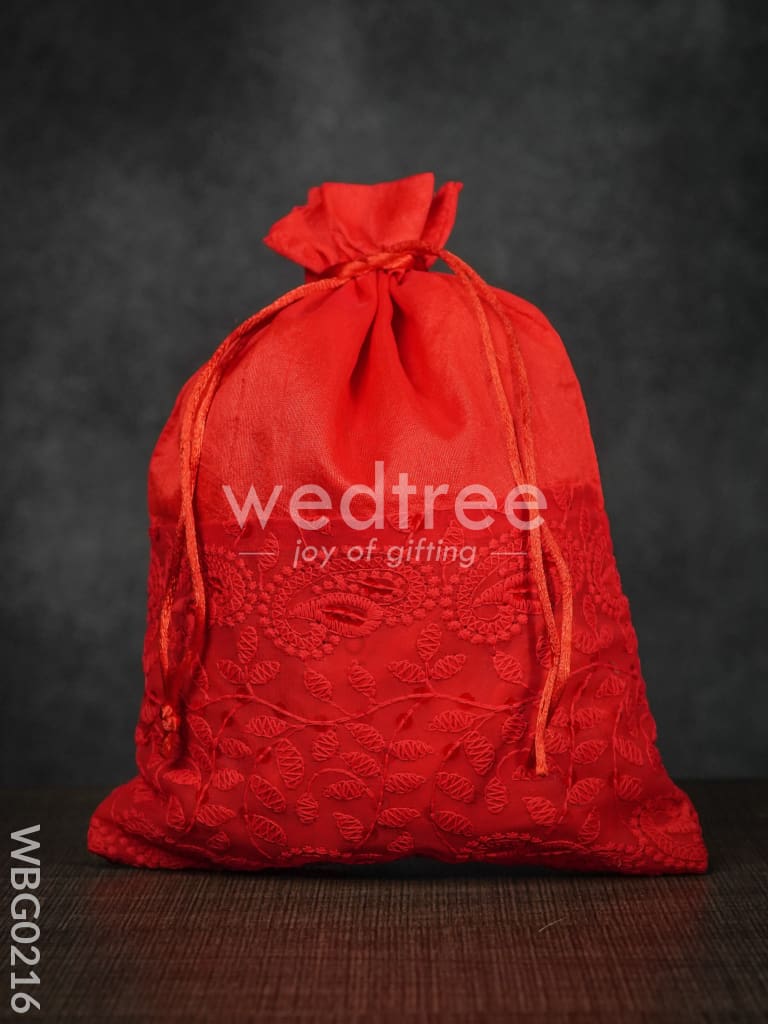 String Bag with Mango Design Embroidery work - 8  x 11 Inches - WBG0216