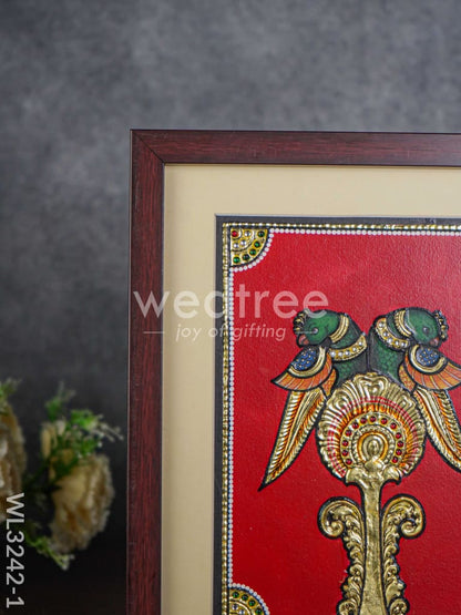 Tanjore Art Double Parrot Motif Photo Frame - WL3242-1