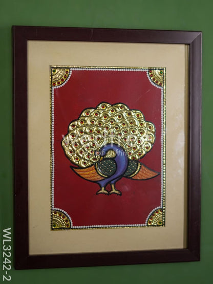 Tanjore Art Peacock Motif Photo Frame - WL3242-2