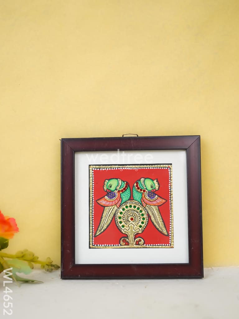 Tanjore Art Photo Frame - Twin Parrot - WL4652