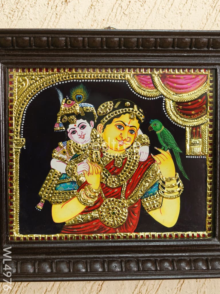 Tanjore Painting - Andal Krishna - Flat (Gold Foil) - 12x10 inch - WL4976