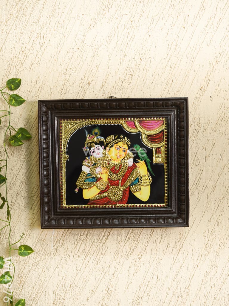 Tanjore Painting - Andal Krishna - Flat (Gold Foil) - 12x10 inch - WL4976